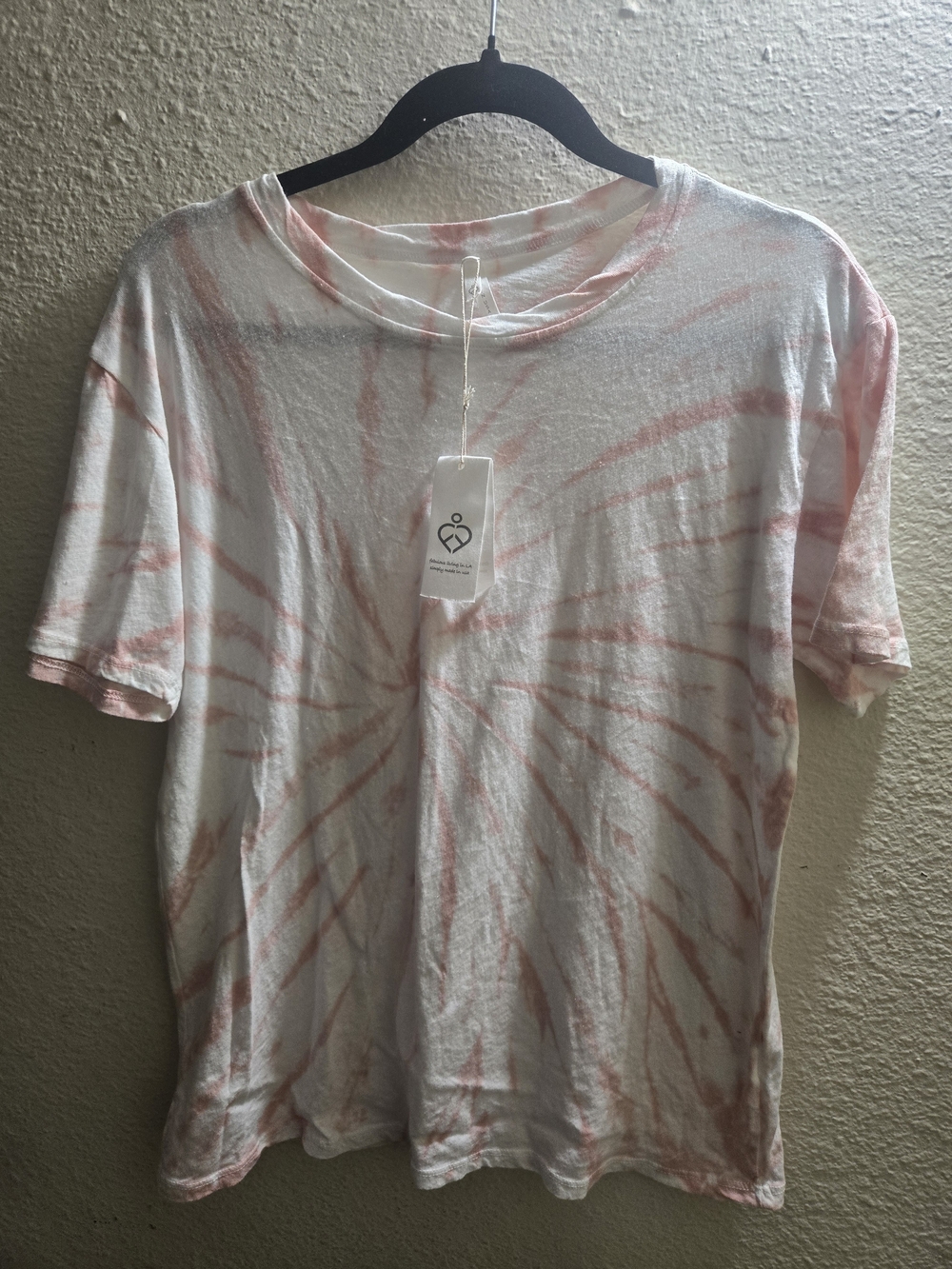 White and Pink Swirl Tie-Dye Short Sleeve Tee NWT.